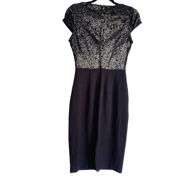 Dress The Population Black Sequin Jaleah Surplice Cap Sleeve Sheath Dress Size S - Picture 5 of 10
